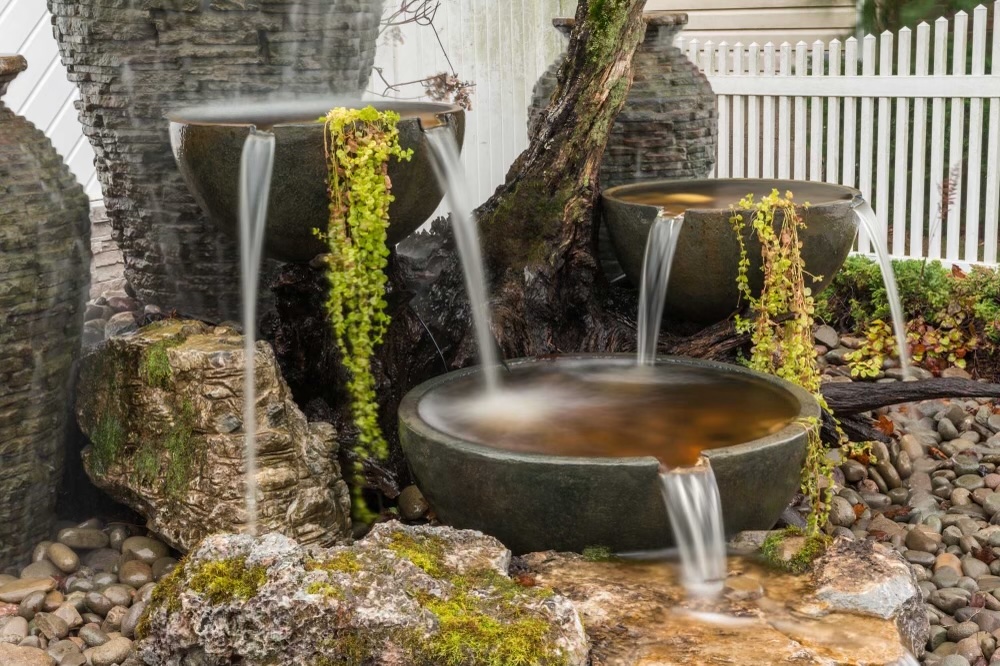 Custom pond and waterfall built by White's Waterscapes near Indian Trail, NC